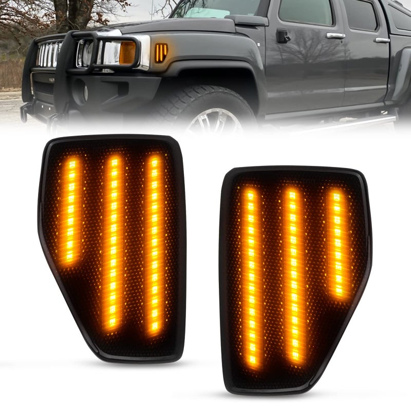 Bestview LED Side Marker Lights Compatible with 2006-2010 H‘ummer H3 2009-2010 H3T, Driver & Passenger Side, Smoked Len