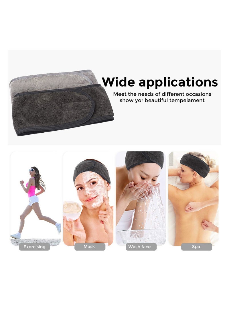 Wownect Makeup Cloth Reusable Microfiber Facial Headband Make up Hair Band [3.1x24.8inch] StretchTowel for Sports Yoga Gym Band - Black  - Image 2