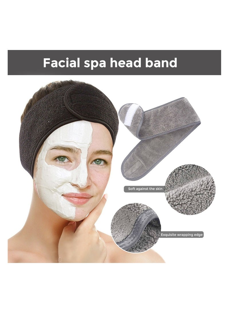 Wownect Makeup Cloth Reusable Microfiber Facial Headband Make up Hair Band [3.1x24.8inch] StretchTowel for Sports Yoga Gym Band - Black  - Image 5