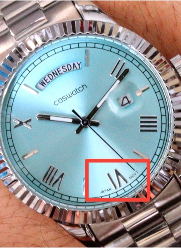 CASWATCH - Genuine men's watch with Japanese movement, silver , with date and day display - Image 1