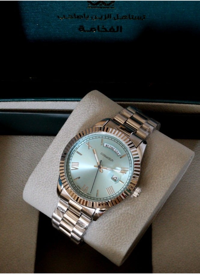 CASWATCH - Genuine men's watch with Japanese movement, silver , with date and day display - Image 1