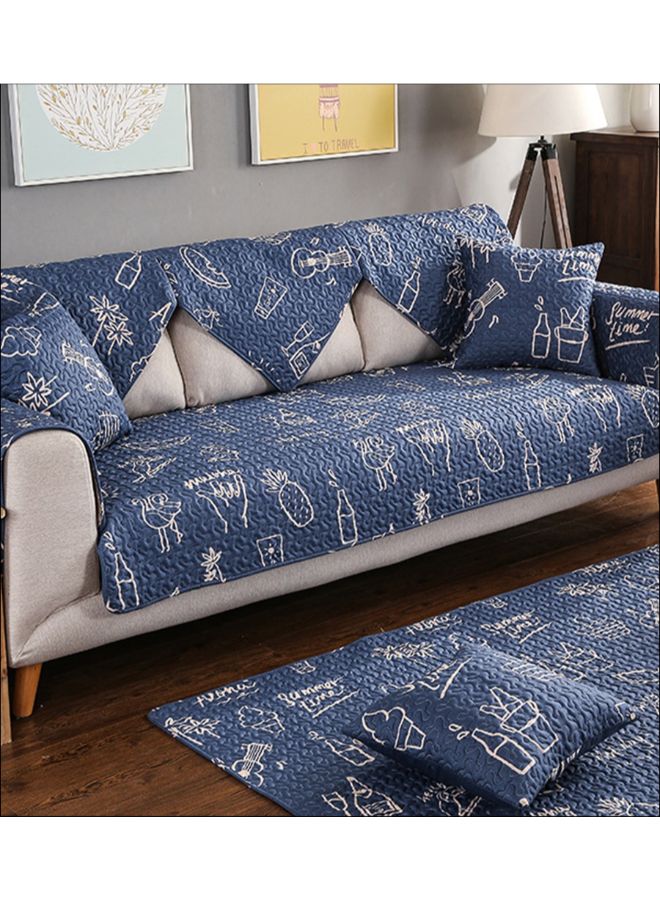 NIBEMINENT Creative Print Non-Slip Sofa Slipcover Blue/White 70 x 70cm