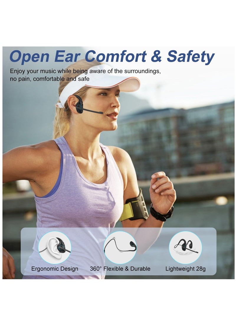 Generic - Bluetooth Headset with Microphone, Open Ear Headphones Wireless Noise Cancelling for Phone Laptop PC Computer, 10 Hours Playtime, Lightweight & Comfortable for Office Driving Working Home,black - Image 1