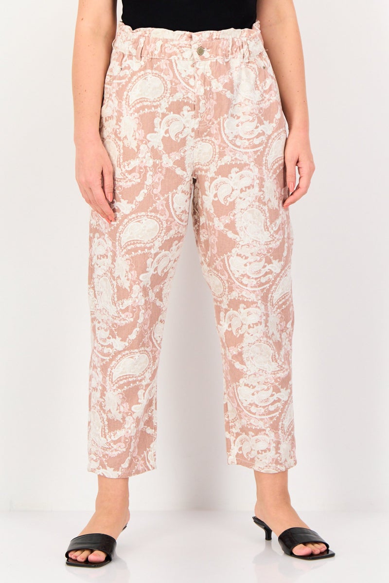 promod Women Regular Fit Allover Print Straight Leg Pants, Multicolor - Image 1