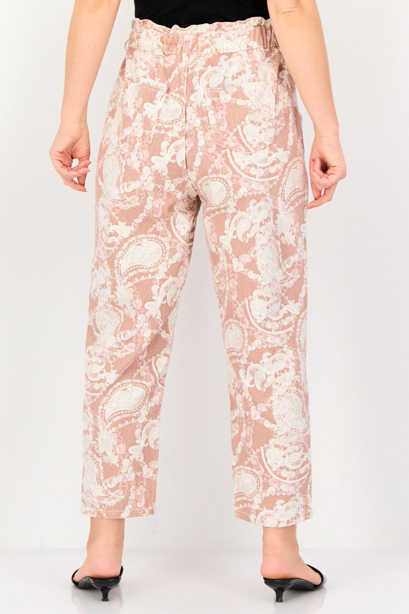 promod Women Regular Fit Allover Print Straight Leg Pants, Multicolor - Image 3