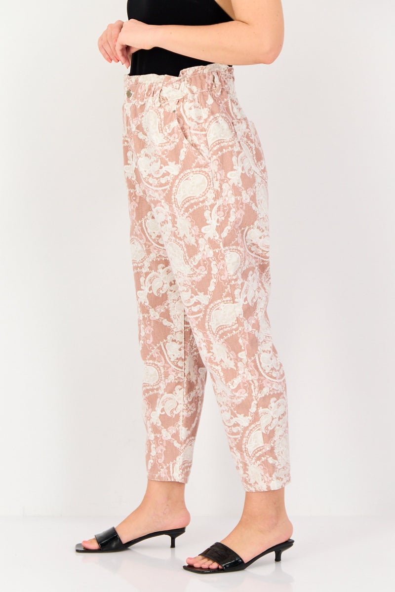 promod Women Regular Fit Allover Print Straight Leg Pants, Multicolor - Image 2