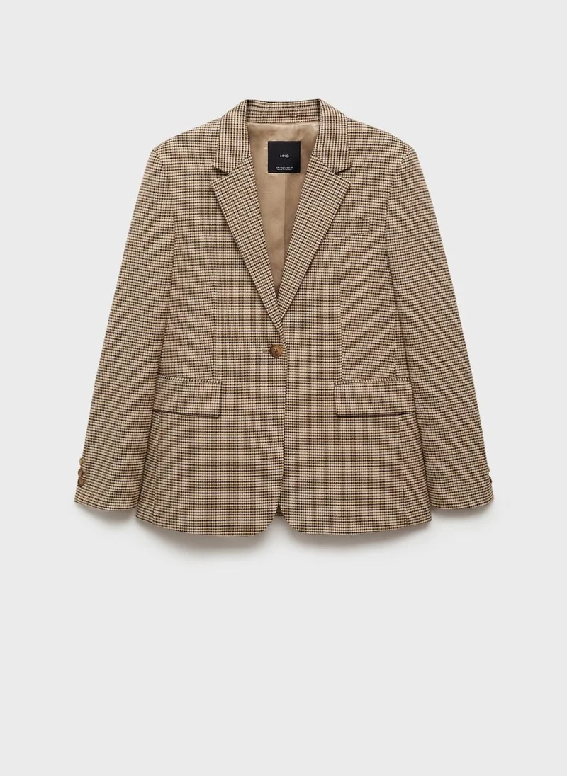 MANGO Straight-Fit Micro-Houndstooth Jacket