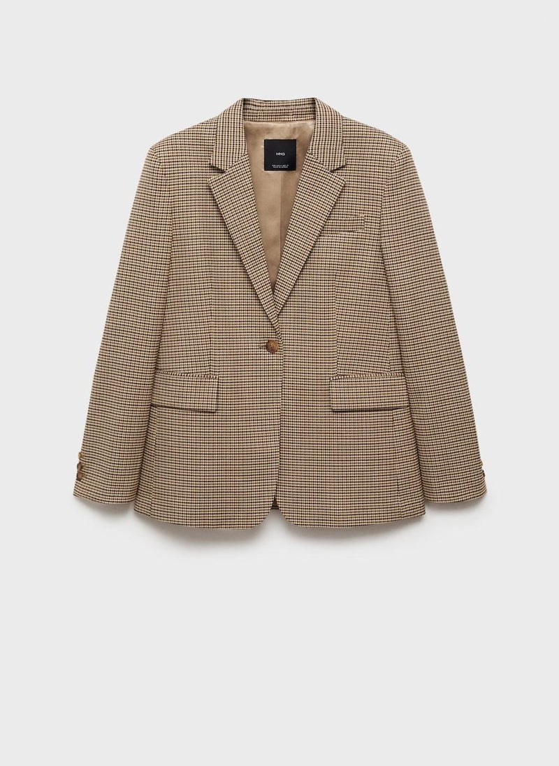 MANGO Straight-Fit Micro-Houndstooth Jacket  - Image 1