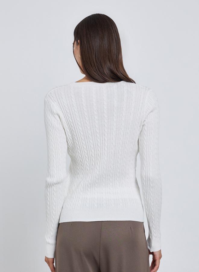 Take Two Solid Cable Knit Crew Neck Sweaters - Image 5
