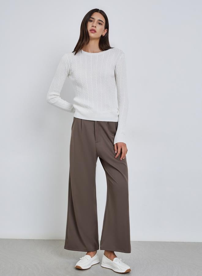 Take Two Solid Cable Knit Crew Neck Sweaters - Image 2