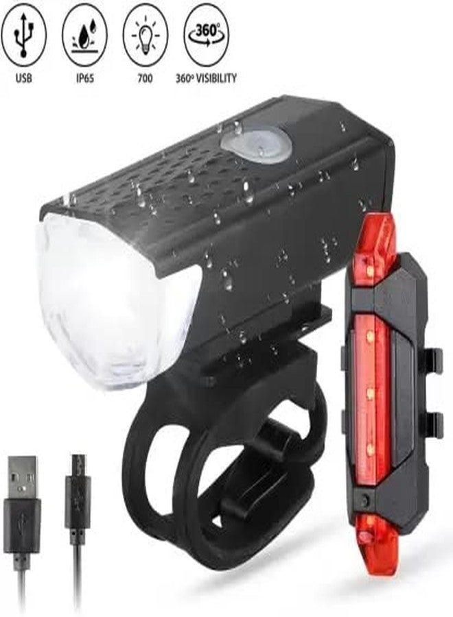 BLACKBELL Combo of Rechargeable Head Light and Tail Light LED for Bicycle LED Front Rear Light Combo (Black, Red) - Image 2