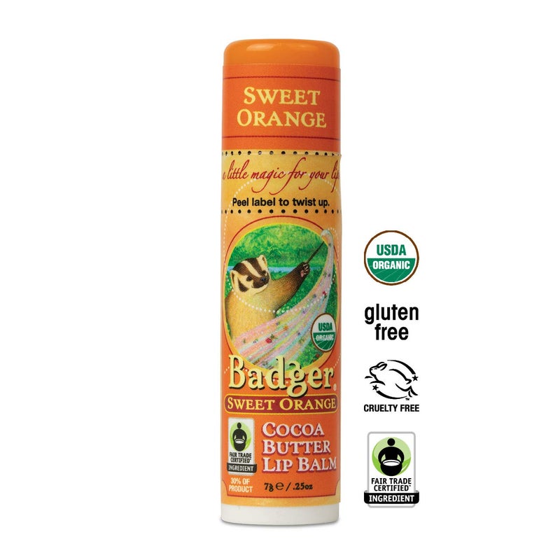 Badger Sweet Orange Cocoa Butter Lip Balm - .25oz Stick - Image 2