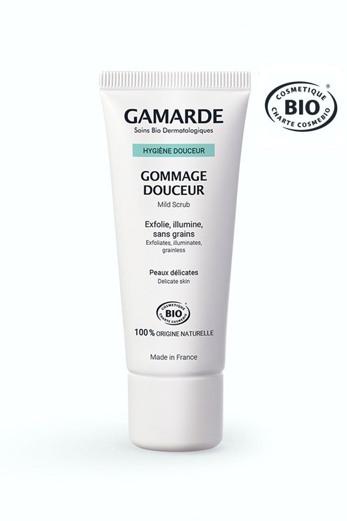 gamarde Gentle Scrub 40ml – Certified Organic Grain-Free Face Exfoliator with Plant Cellulose, Argan Oil & Thermal Spring Water – Gently Removes Dead Skin, Softens & Brightens Complexion – Vegan - Image 1