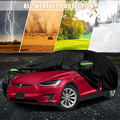 SPORTULI Waterproof Car Cover Replace for 2015-2025 Tesla Model X, All Weather Model X Covers with Zipper Door, Ventilated Mesh & Charging Port for Snow Rain Dust Hail Protection - Image 5