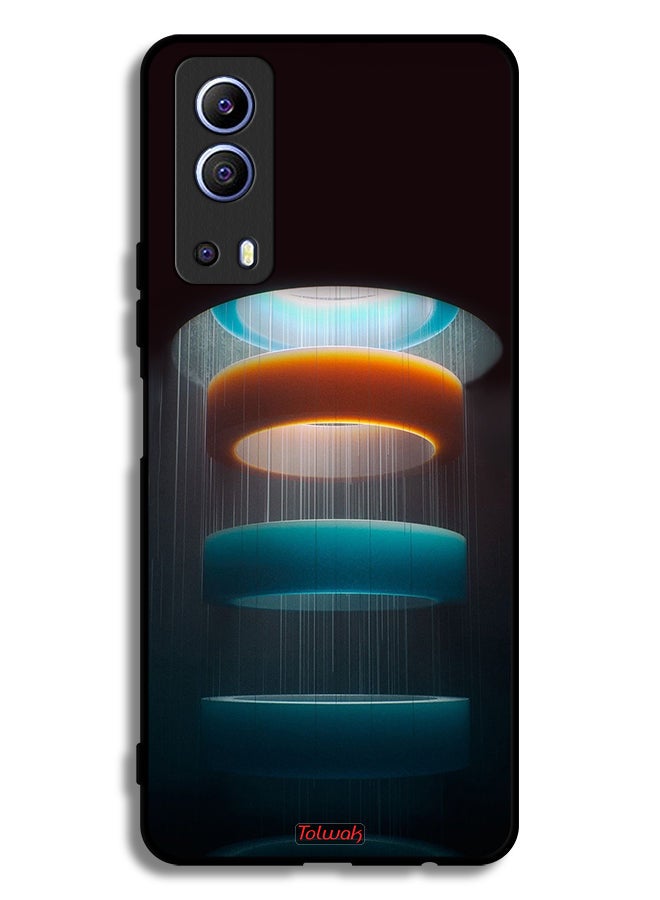 Tolwak غطاء واقي لهاتف Vivo Y72 5G بنمط فني مع حلقات - Image 2
