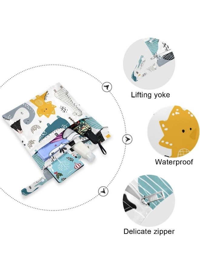 KEEPREAL 2Pcs Travel Wet and Dry Bag, Reusable Wet Bags Organizer with Two Zippered Pocket for Cloth Diaper, Swimsuit, Gym Clothes - Image 4