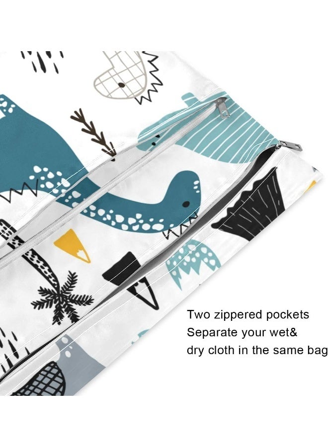 KEEPREAL 2Pcs Travel Wet and Dry Bag, Reusable Wet Bags Organizer with Two Zippered Pocket for Cloth Diaper, Swimsuit, Gym Clothes - Image 3