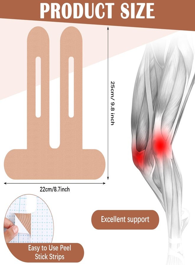 Anglechic 50 Pcs Precut Kinesiology Tape for Knees Pain Relief Elastic Waterproof Athletic Knee Tape for Support Stability Sports(Skin Color) - Image 4