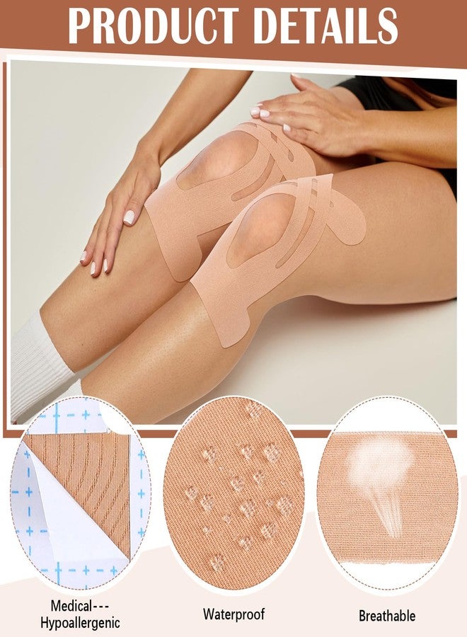 Anglechic 50 Pcs Precut Kinesiology Tape for Knees Pain Relief Elastic Waterproof Athletic Knee Tape for Support Stability Sports(Skin Color) - Image 5