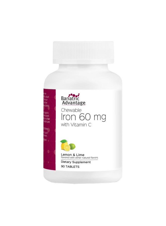 Bariatric Advantage Chewable Iron 60 mg with Vitamin C for Increased Absorption and Utilization, Easily Digestible for Gastric Bypass and Sleeve Gastrectomy Surgery Patients - Lemon Lime, 90 Count - Image 1