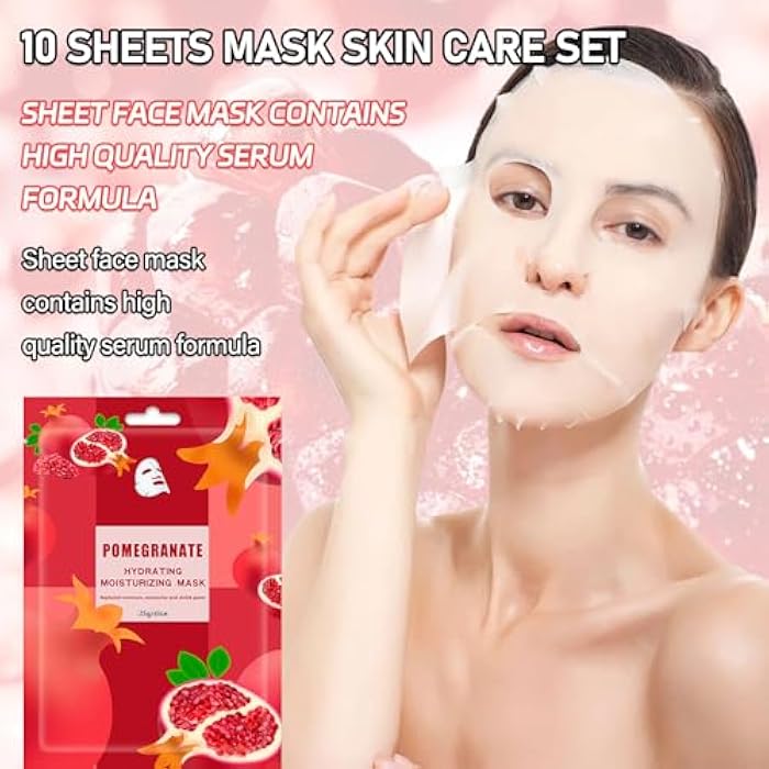 WYBLZPXZ 10 Pack Fruits Sheet Face Mask Skin Care Set,Deep Hydrating Facial Mask for All Skin Types,Mildness Long Lasting Moisturizing Face Masks Skincare for Men & Women - Image 2