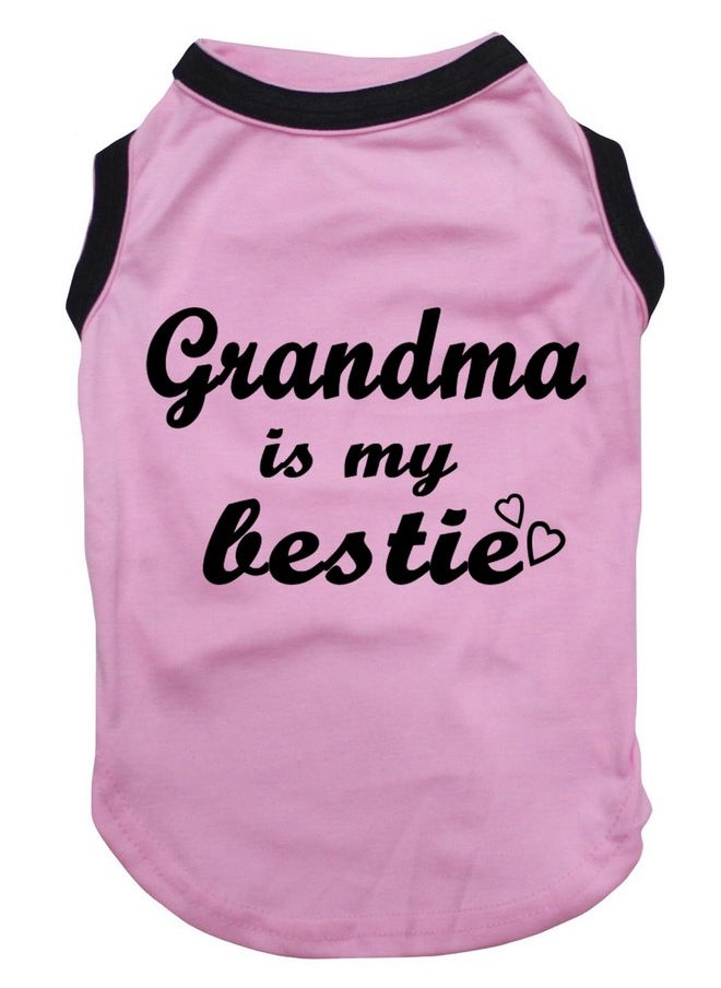 بيتيتبيلا - قميص جرو أبيض من Petitebella Grandma is My Bestie (وردي/أسود، مقاس X-Large) - Image 1