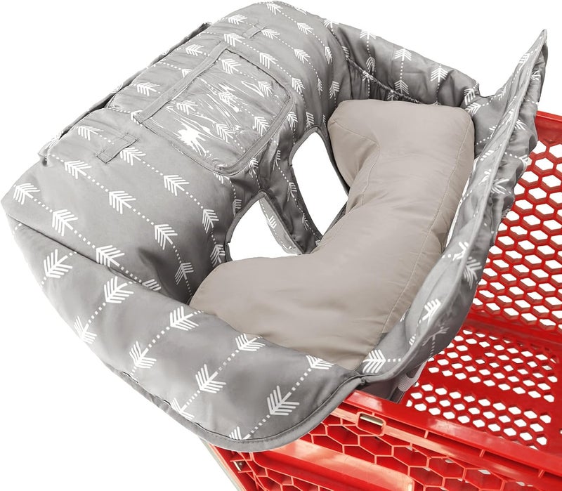 Cozyin Baby Soft Pillow Attached Waterproof 2-in-1 Grocery Cart Seat Cover and High Chair Cover - Grey Arrow - Image 1