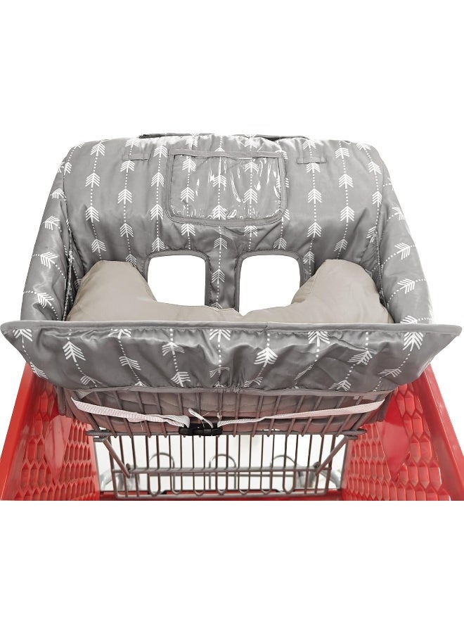 Cozyin Baby Soft Pillow Attached Waterproof 2-in-1 Grocery Cart Seat Cover and High Chair Cover - Grey Arrow - Image 2