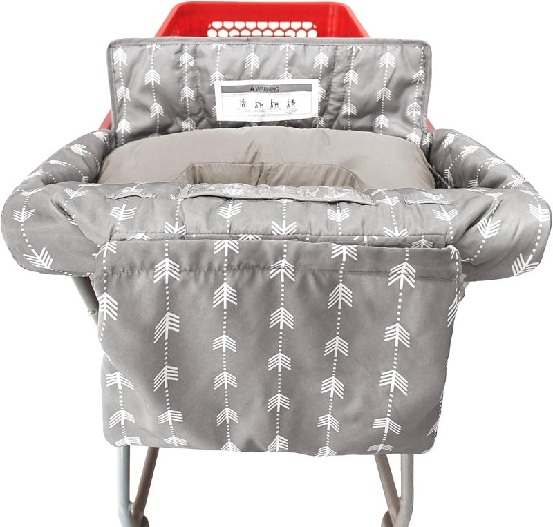 Cozyin Baby Soft Pillow Attached Waterproof 2-in-1 Grocery Cart Seat Cover and High Chair Cover - Grey Arrow - Image 3