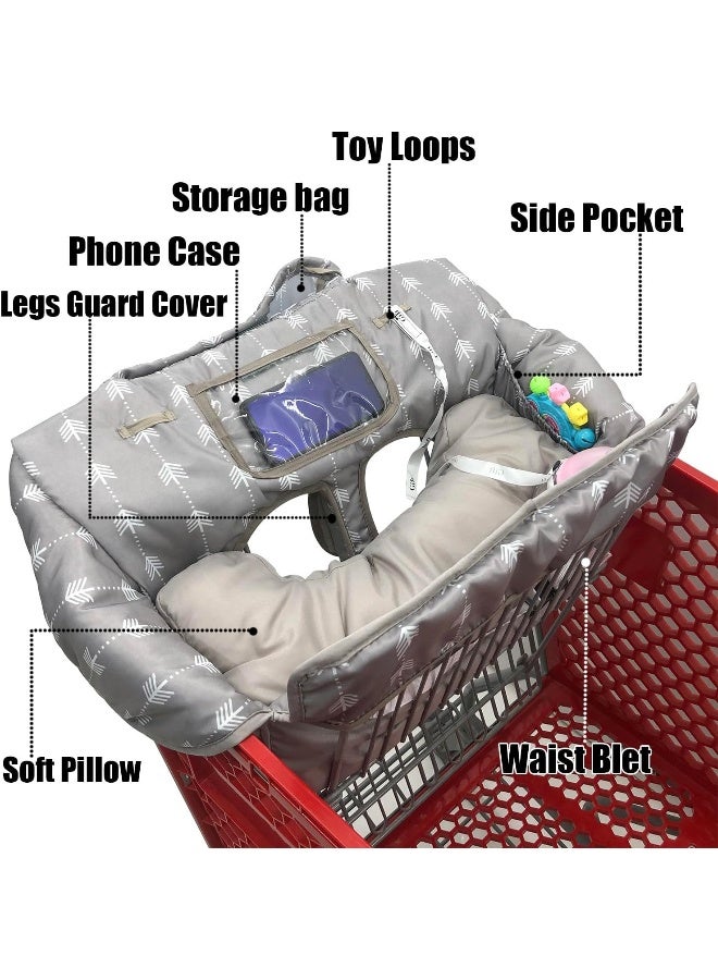 Cozyin Baby Soft Pillow Attached Waterproof 2-in-1 Grocery Cart Seat Cover and High Chair Cover - Grey Arrow - Image 4