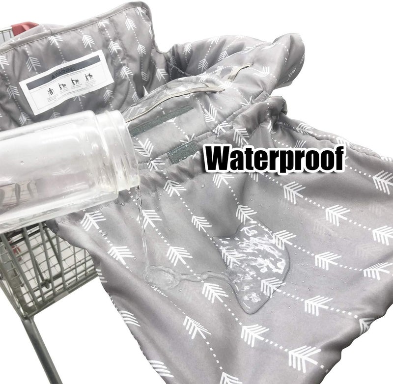 Cozyin Baby Soft Pillow Attached Waterproof 2-in-1 Grocery Cart Seat Cover and High Chair Cover - Grey Arrow - Image 5