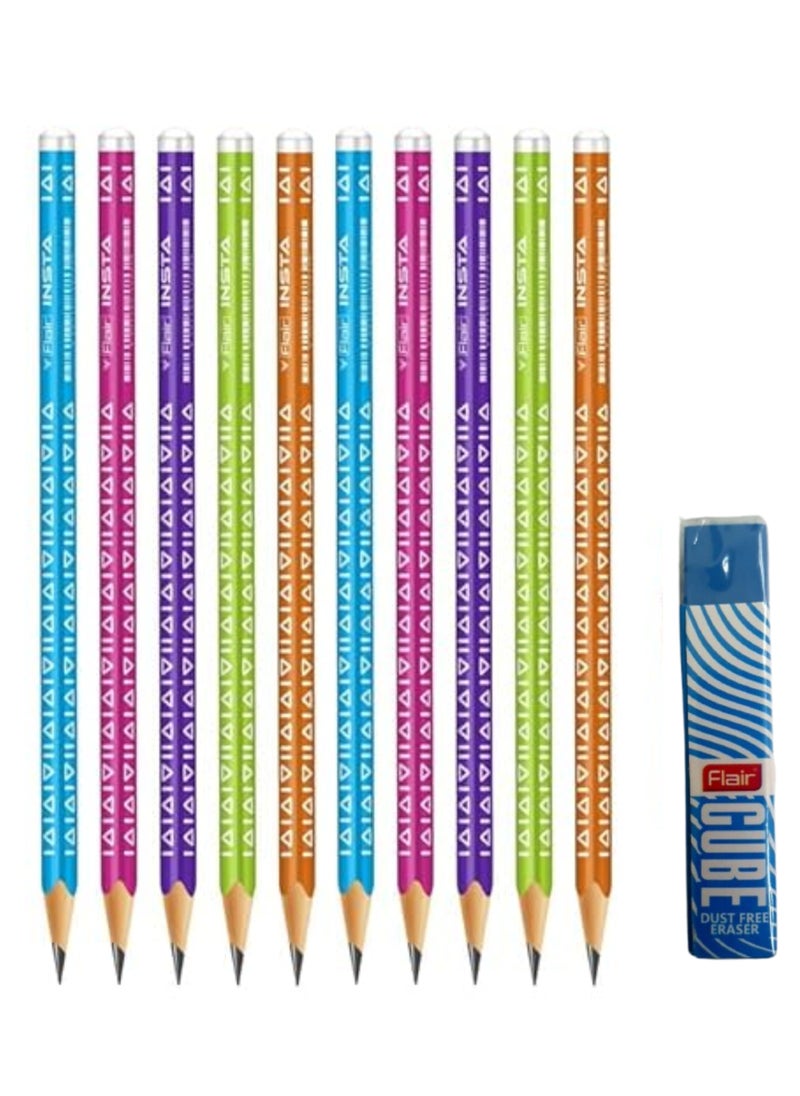 Flair - FLAIR Creative Series Aero Pencil Smart Kit | Colourful 2B Lead Pencils | Fun & Functional Box | Stationery Kit Ideal For Gifting | Set Of 10 Wooden Pencils, 1 Eraser & 1 In-Built Sharpener. - Image 1