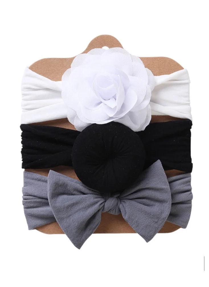Bambimici Bambimici - Aya Assorted Cute Soft Turban for Babies - White, Black, Grey