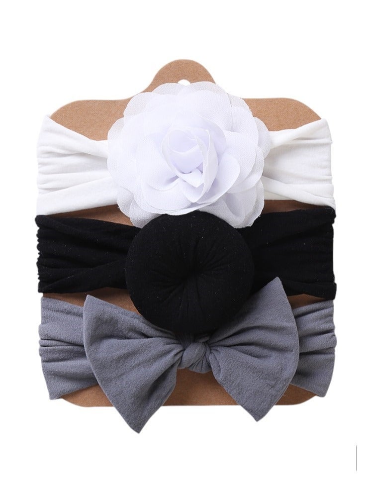 Bambimici Aya Assorted Cute Soft Turban For Babies White, Black, Grey - Image 2