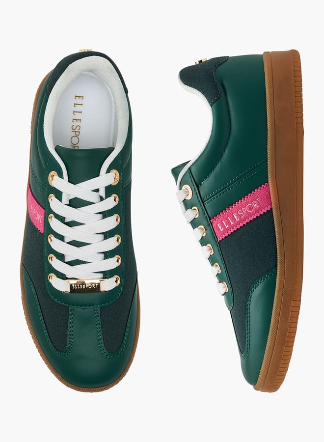 ELLE Women's Logo Detail Sneakers with Lace-Up Closure  - Image 1