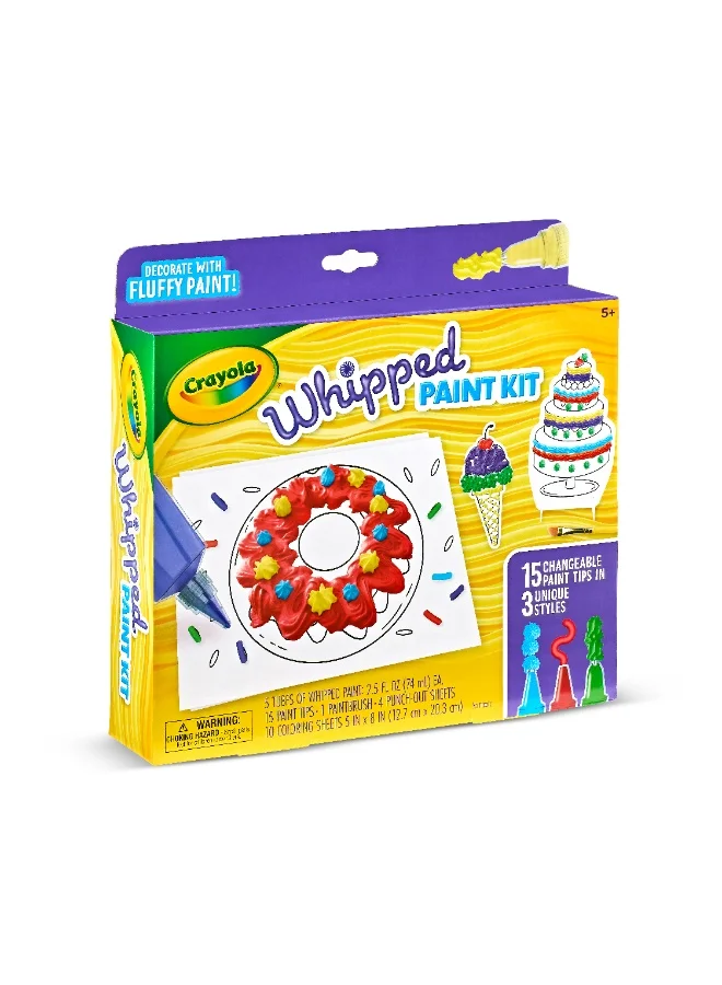 Crayola Crayola - Whipped Paint Kit, 15 Changeable Pints tips, 3 Unique Style ( Multicolour) 5+| LESS-MESS PAINTING | 3D ART | GIFT FOR BOYS & GIRLS Ages 5+