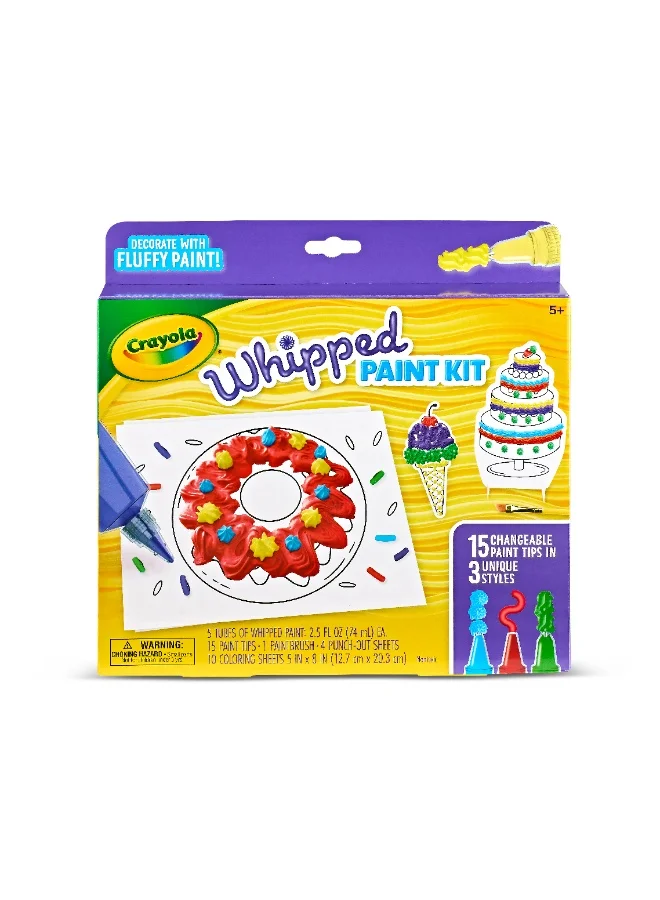 Crayola Crayola - Whipped Paint Kit, 15 Changeable Pints tips, 3 Unique Style ( Multicolour) 5+| LESS-MESS PAINTING | 3D ART | GIFT FOR BOYS & GIRLS Ages 5+