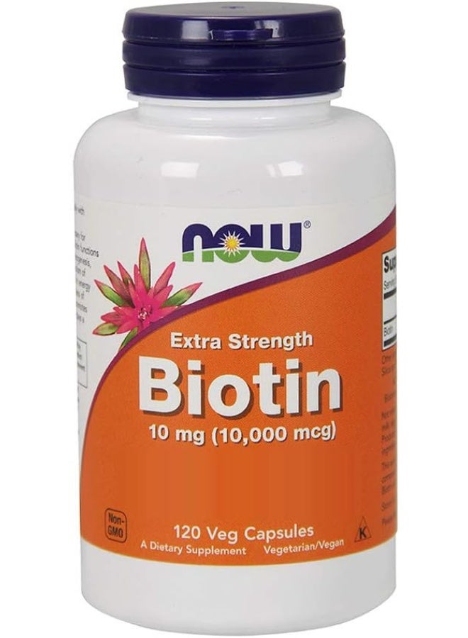 Now Foods Biotin 10,000Mcg Extra Strength Vcaps 120'S New - Image 1