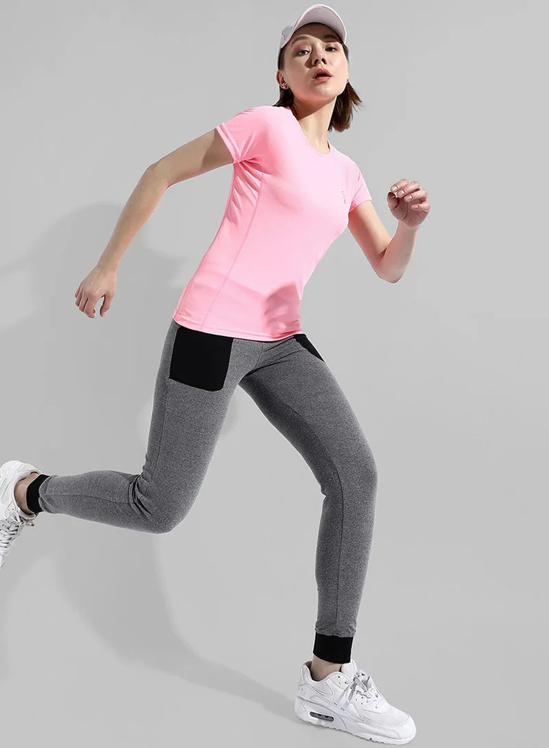 Campus Sutra Campus Sutra Women's Grey Colourblocked Regular Fit Trackpants | Slanted Open Pockets | Drawstring Waist | Trackpants Crafted With Comfort Fit & High Performance For Everyday Wear