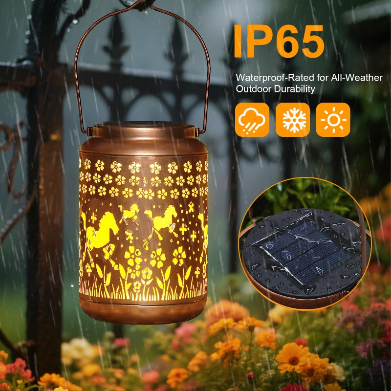 Buwheekoki Horse Solar Lantern Outdoor Horse Decor Garden Decor Waterproof Light Hanging Solar Lights Yard Decor, Christmas Gifts, Gifts for Women, Gifts for Mom, Gifts for Grandma, Horse Gifts - Image 4