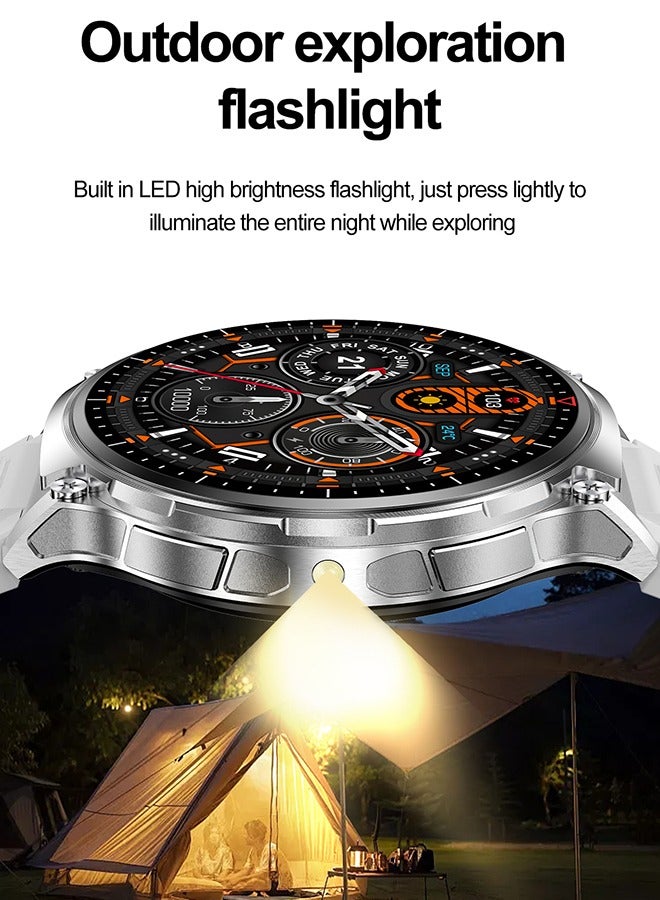 رولستيمي ساعة ذكية للرجال مع مصباح ليد جيب 1.39 " هد ساعة ذكية مقاوم للماء جهاز تعقب للياقة البدنية في الهواء الطلق ساعة رياضية ل يوس أندرويد ، الفضة - Image 2