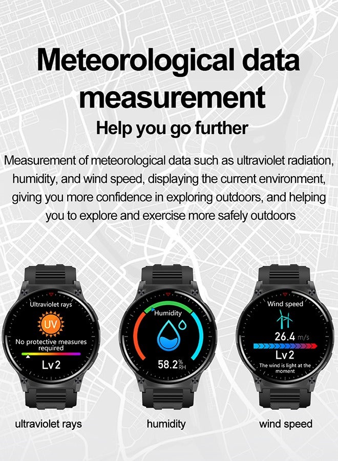 رولستيمي ساعة ذكية للرجال مع مصباح ليد جيب 1.39 " هد ساعة ذكية مقاوم للماء جهاز تعقب للياقة البدنية في الهواء الطلق ساعة رياضية ل يوس أندرويد ، الفضة - Image 5