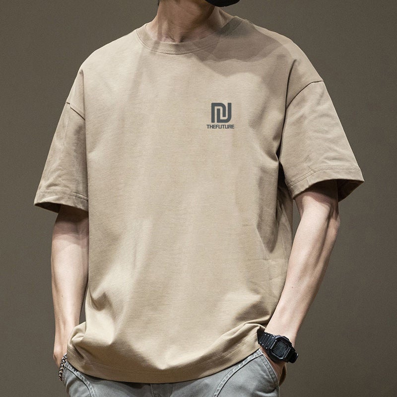 American Letter Printed Short-Sleeved T-Shirt Men's Hip-Hop Trendy Brand National Trend Loose Oversize Summer T-Shirt - Image 3