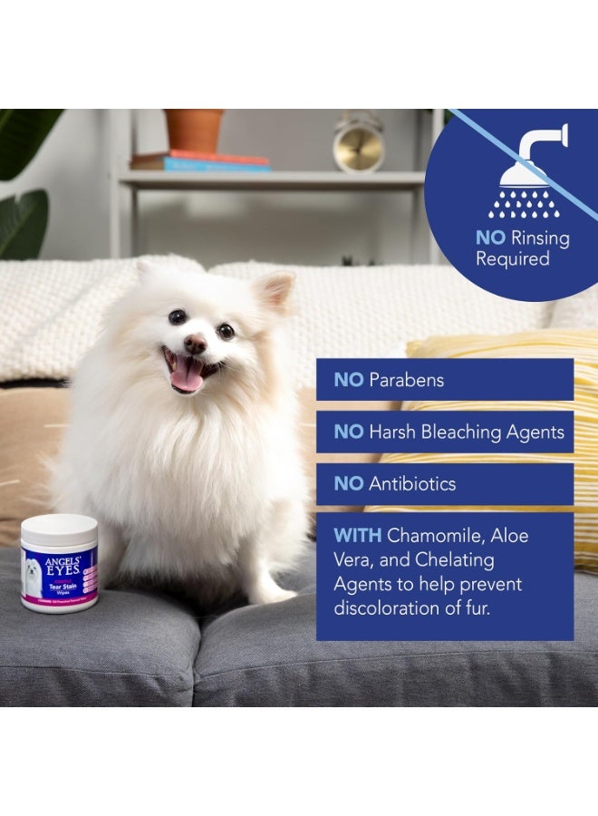ANGELS' EYES Gentle Tear Stain & Pet Eye Wipes for All Dogs & Cats Textured Grooming Wipes Remove Discharge & Mucus, Reduce Tear Stains, Hypoallergenic with Aloe & Chamomile, 100ct - Image 2