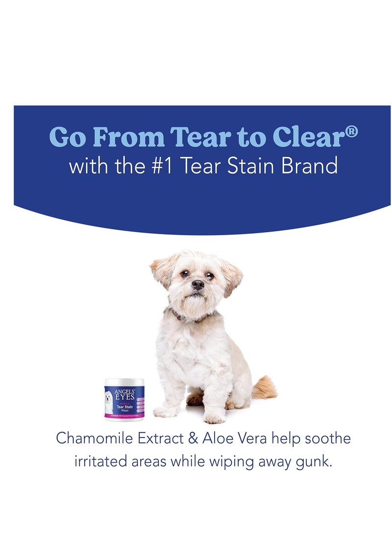 ANGELS' EYES - ANGELS' EYES Gentle Tear Stain Wipes for Dogs and Cats | 100 ct Presoaked & Textured Eye & Face Wipes | Remove Discharge & Mucus Secretions - Image 1