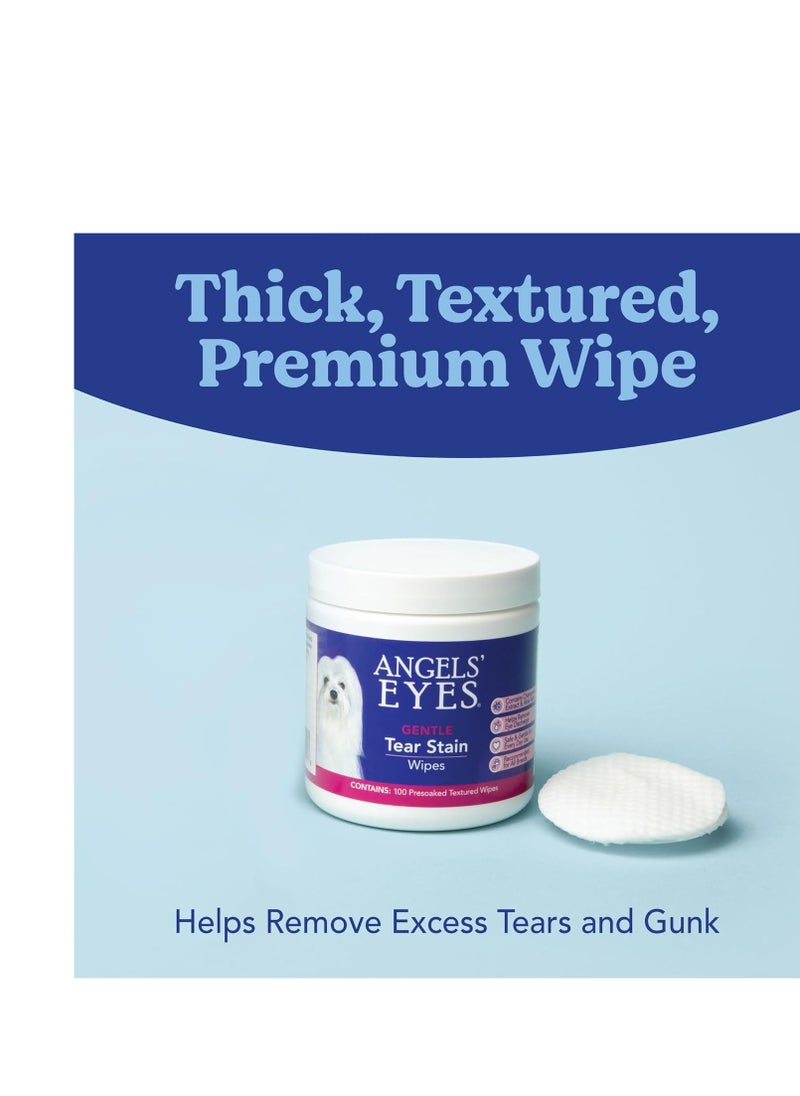 ANGELS' EYES - ANGELS' EYES Gentle Tear Stain Wipes for Dogs and Cats | 100 ct Presoaked & Textured Eye & Face Wipes | Remove Discharge & Mucus Secretions - Image 1
