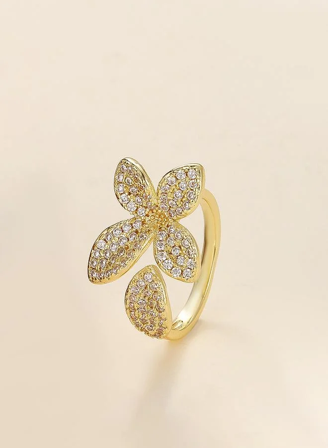 Take Two  Gold Tone Embellished Flower Ring for Women | Best Price UAE