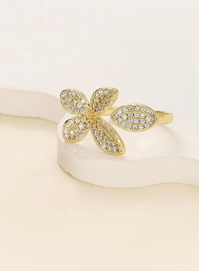 Take Two  Gold Tone Embellished Flower Ring for Women | Best Price UAE