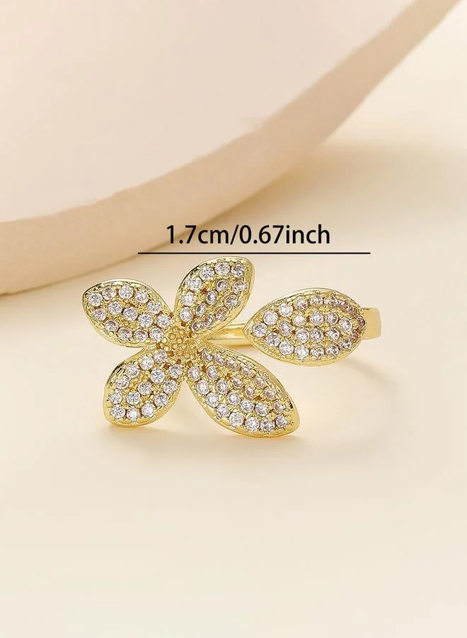 Take Two  Gold Tone Embellished Flower Ring for Women | Best Price UAE