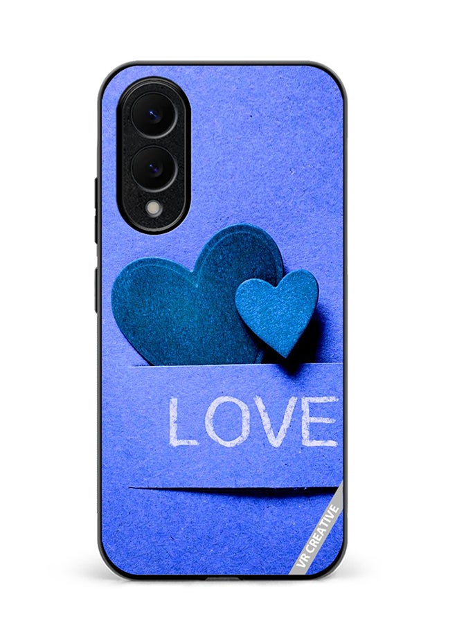 Protective Case Cover For Samsung Galaxy S25 Edge Blue Love Heart Design Multicolour